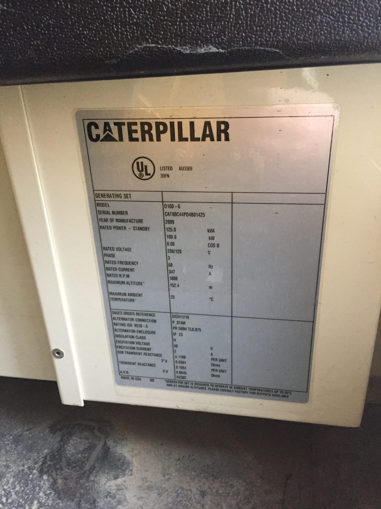Like New Caterpillar C4.4 100KW  Generator Set Item-15711 3