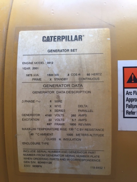 Low Hour Caterpillar 3512B 1500KW  Generator Set Item-15380 5