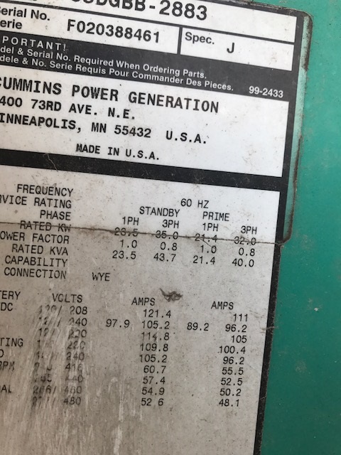 Good Used Cummins 4B3.9-G2 35KW  Generator Set Item-15720 5