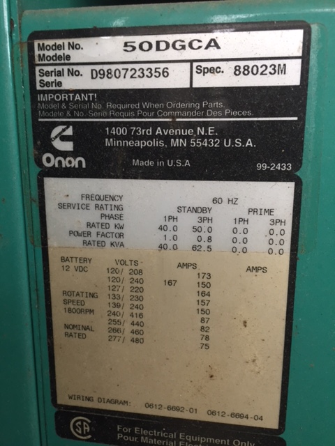 Good Used Cummins 4BT3.9-G1 40KW  Generator Set Item-15797 7