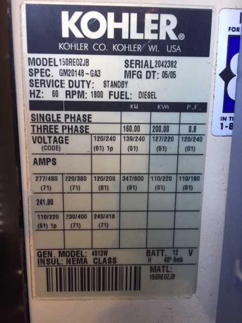 Low Hour John Deere 6068HF150 160KW  Generator Set Item-15803 6