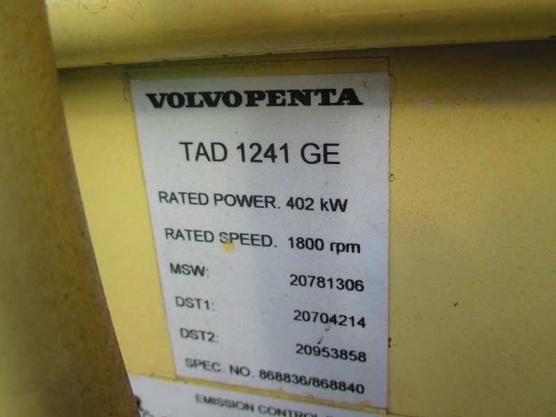 Low Hour Volvo TAD1241GE 360KW  Generator Set Item-14803 1
