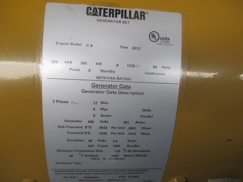 Low Hour Caterpillar C9 200KW  Generator Set Item-15056 4