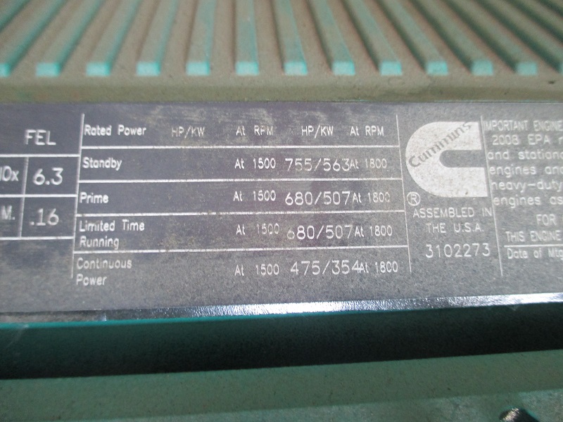 Low Hour Cummins QSX15-G9 400KW  Generator Set Item-15246 7
