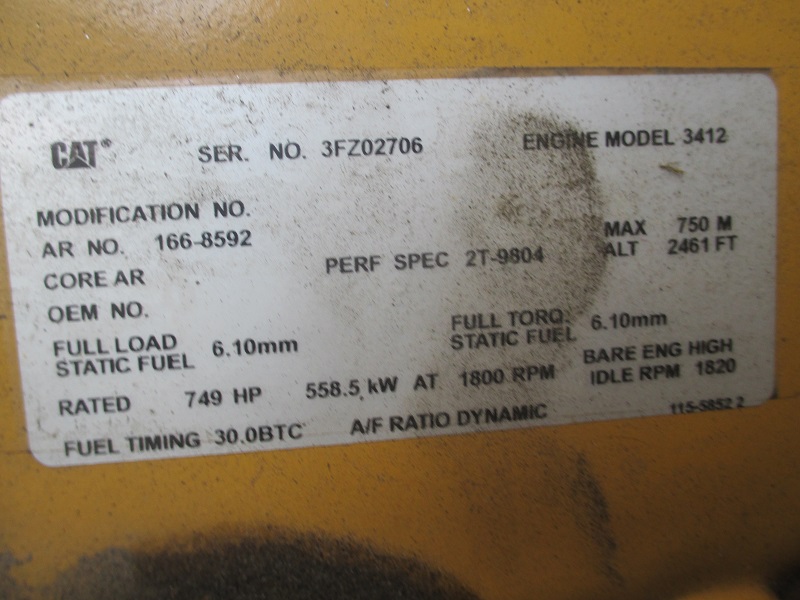 Low Hour Caterpillar 3412C DIT 500KW  Generator Set Item-15249 7