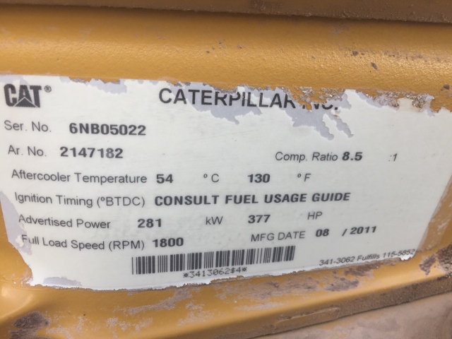 Core Caterpillar G3408 TA 275KW  Generator Set Item-15499 6
