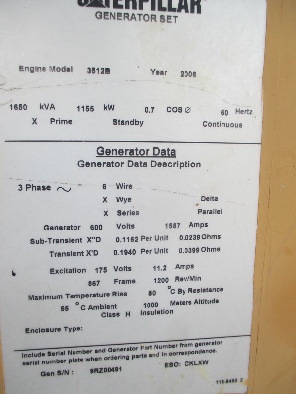 Like New Caterpillar 3512B  SCR 1155KW  Generator Set Item-15241 4