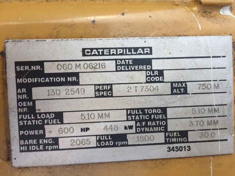 High Hour Runner Caterpillar 3412 DIT 600HP Diesel  Marine Engine Item-15394 2
