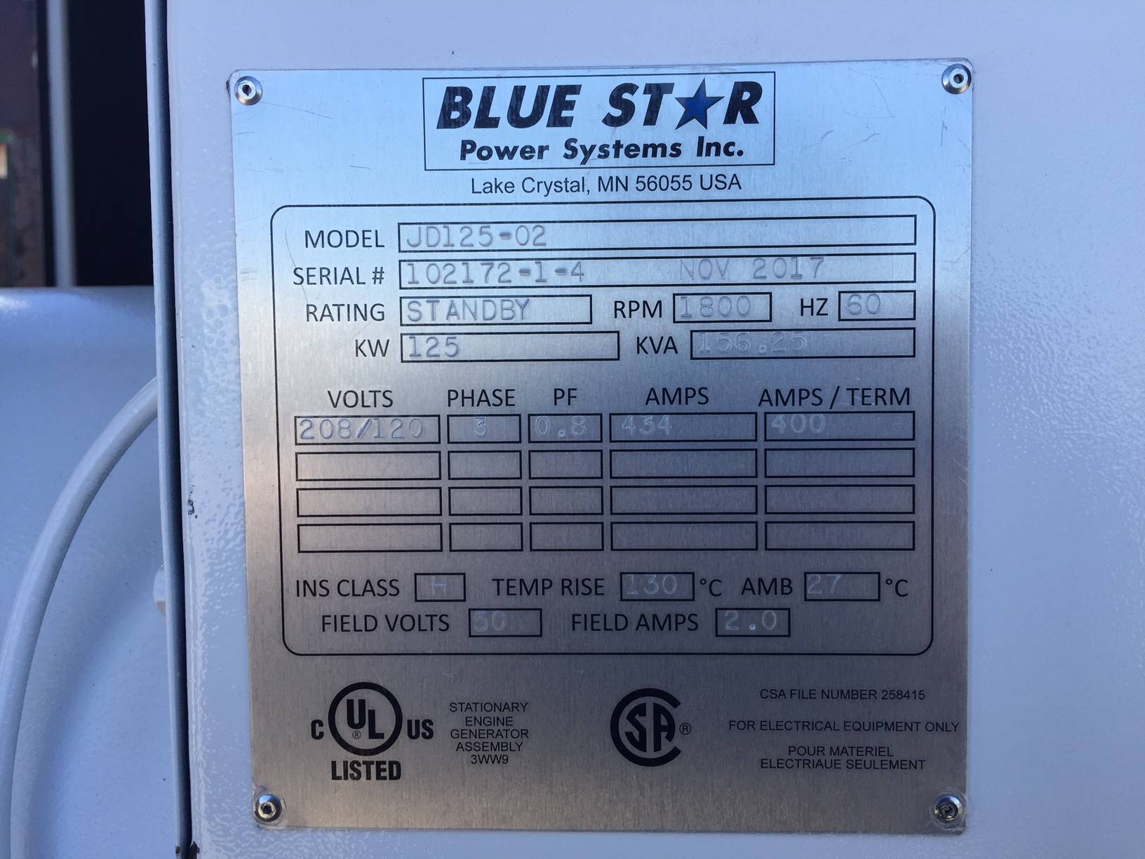 New John Deere 4045HF285 125KW  Generator Set Item-15865 8