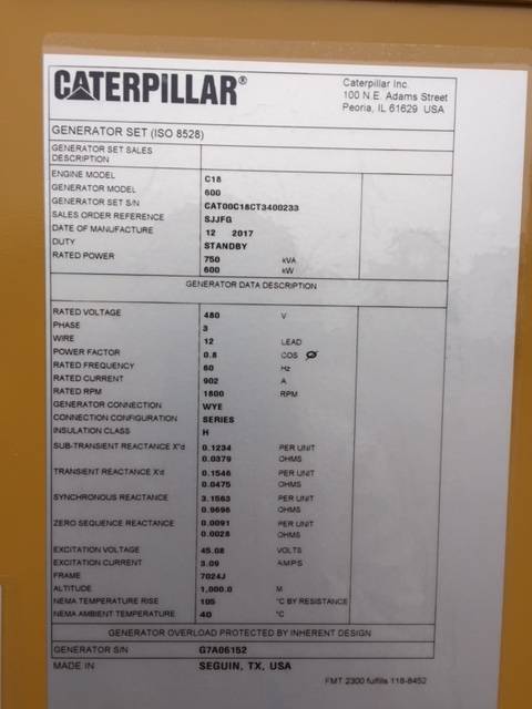 New Caterpillar C18 600KW  Generator Set Item-15881 14