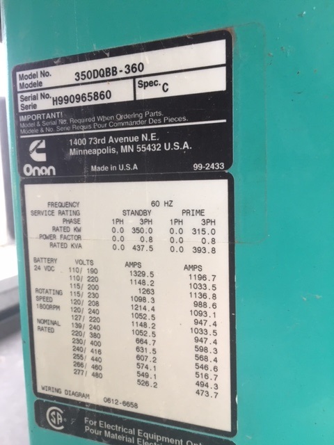 Good Used Cummins N14-G2 350KW  Generator Set Item-15851 1