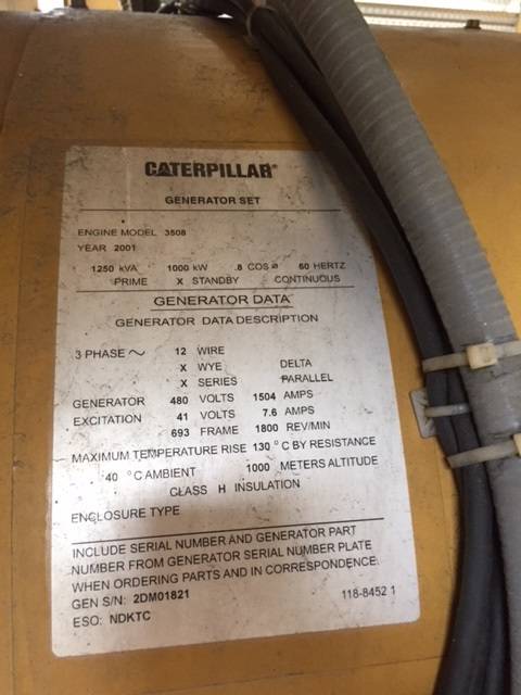 Low Hour Caterpillar 3508B 1000KW  Generator Set Item-15919 3