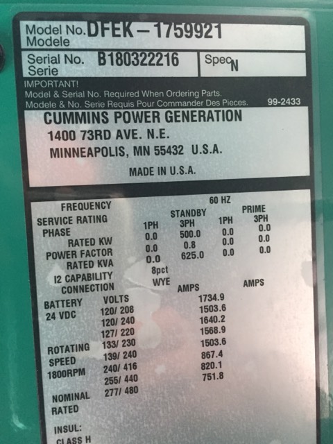 New Cummins QSX15-G9 500KW  Generator Set Item-15862 14