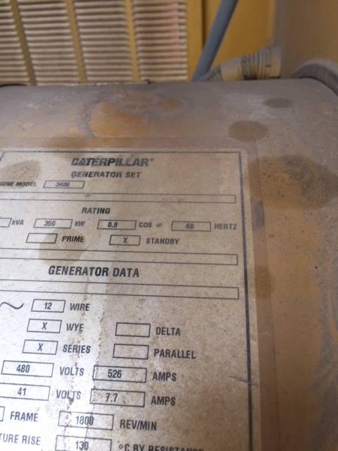 Good Used Caterpillar 3406B DITA 350KW  Generator Set Item-15929 3