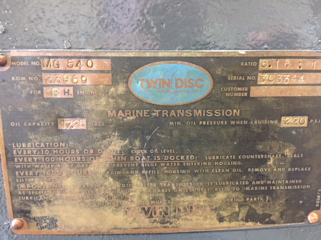 Twin Disc MG540 6.18  Marine Transmission Item-15848 7