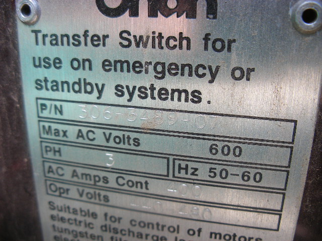 Good Used Onan OTCU400G45G 400 Amp  Transfer Switch Item-13659 2