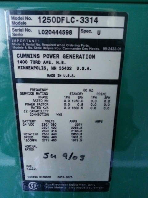 Like New Cummins KTA50G3 1250KW  Generator Set Item-14419 3