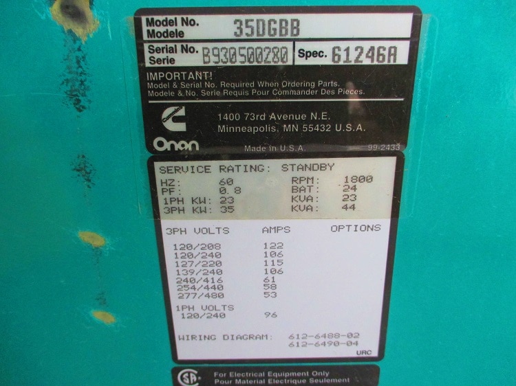 Good Used Cummins 4B3.9-G 35KW  Generator Set Item-14438 3