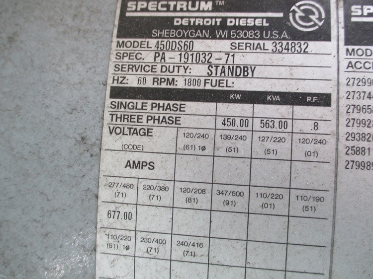 Good Used Detroit Diesel 12V71TAB 450KW  Generator Set Item-14460 5