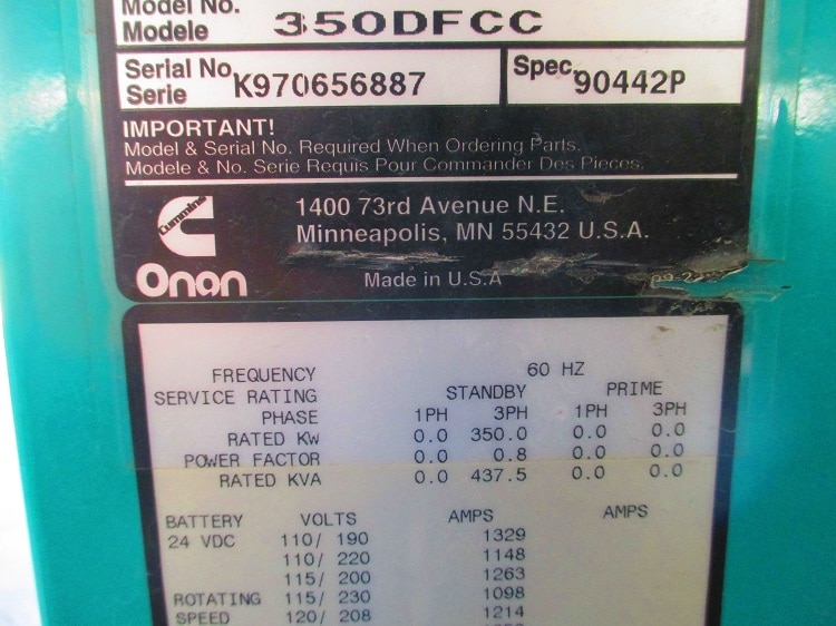 Good Used Cummins NT855-G3 350KW  Generator Set Item-14471 3