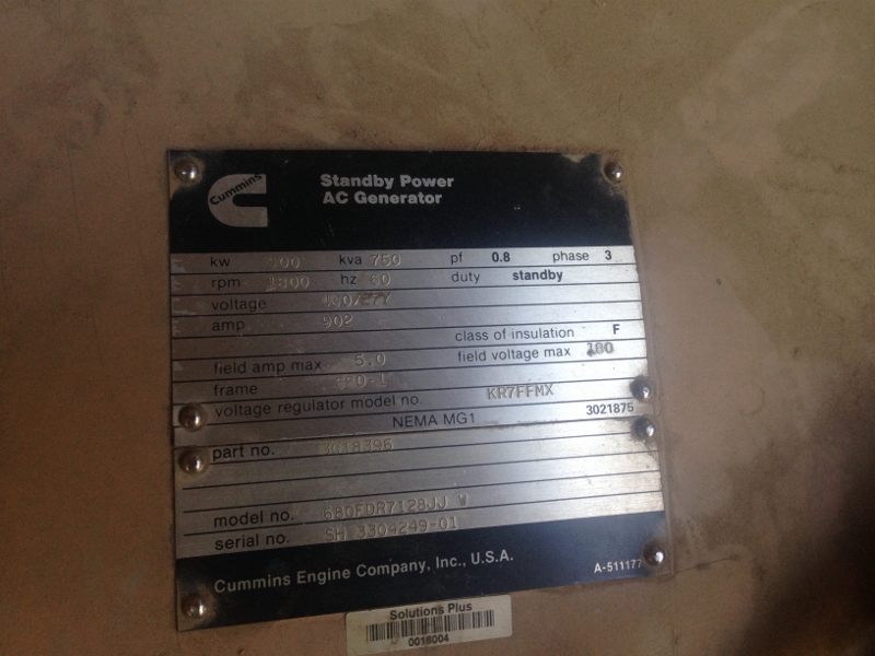 Good Used Cummins VTA28GS2 600KW  Generator Set Item-14525 6