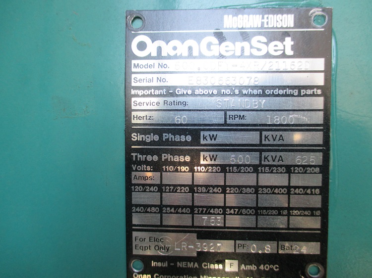 Good Used Cummins VTA1710G 500KW  Generator Set Item-14530 1