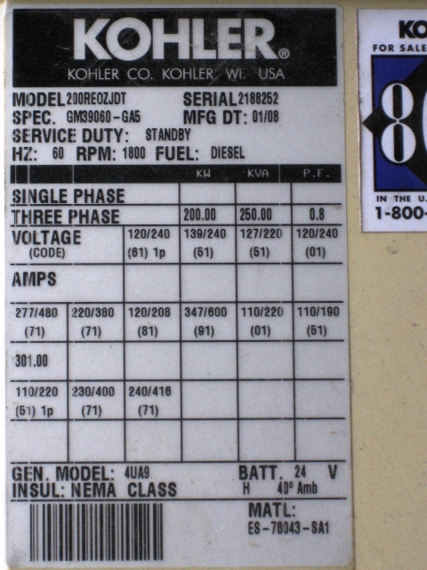 Low Hour John Deere 6068JF485 200KW  Generator Set Item-14629 2