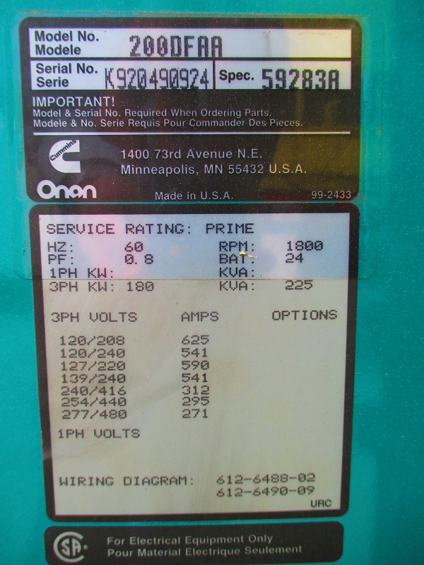 Good Used Cummins LTA-10G1 180KW  Generator Set Item-14793 4