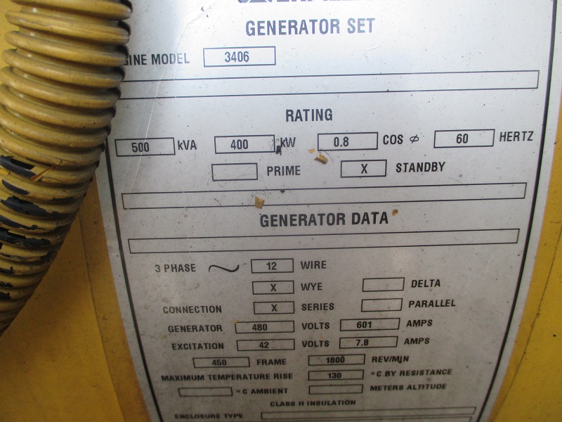 Low Hour Caterpillar 3406 DITA 400KW  Generator Set Item-14890 2