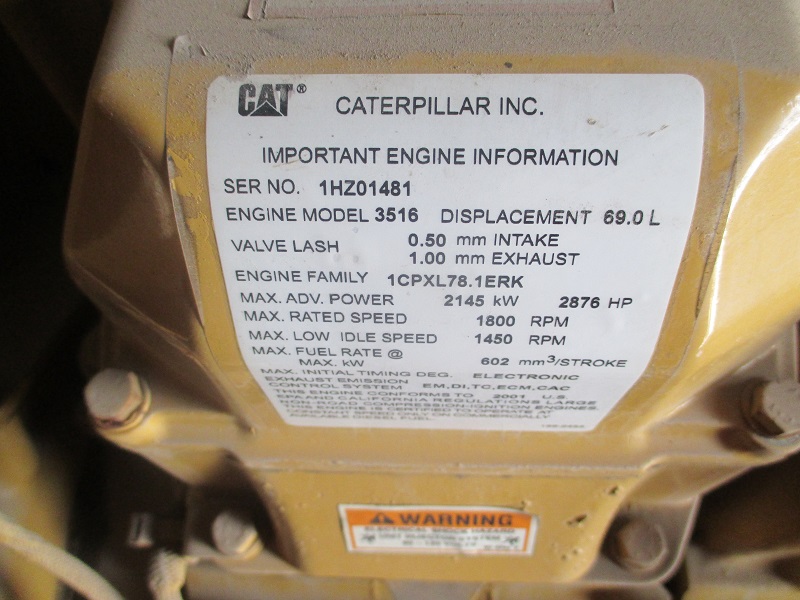 Low Hour Caterpillar 3516B 2000KW  Generator Set Item-14908 4