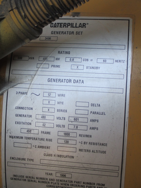 Low Hour Caterpillar 3406 400KW  Generator Set Item-14932 6