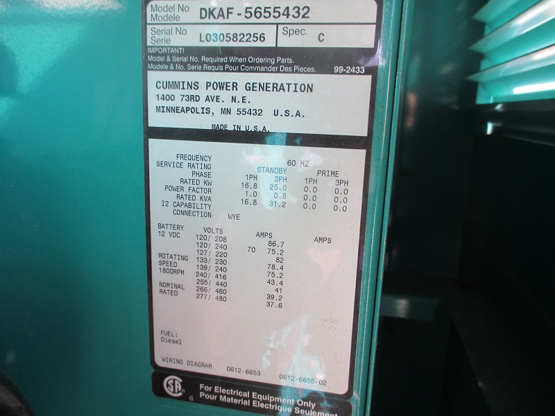 Low Hour Kubota F2803 25KW  Generator Set Item-15065 2