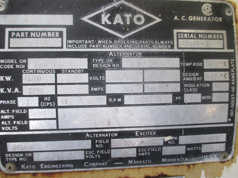 Good Used Kato 1000KW  Generator End Item-15097 7