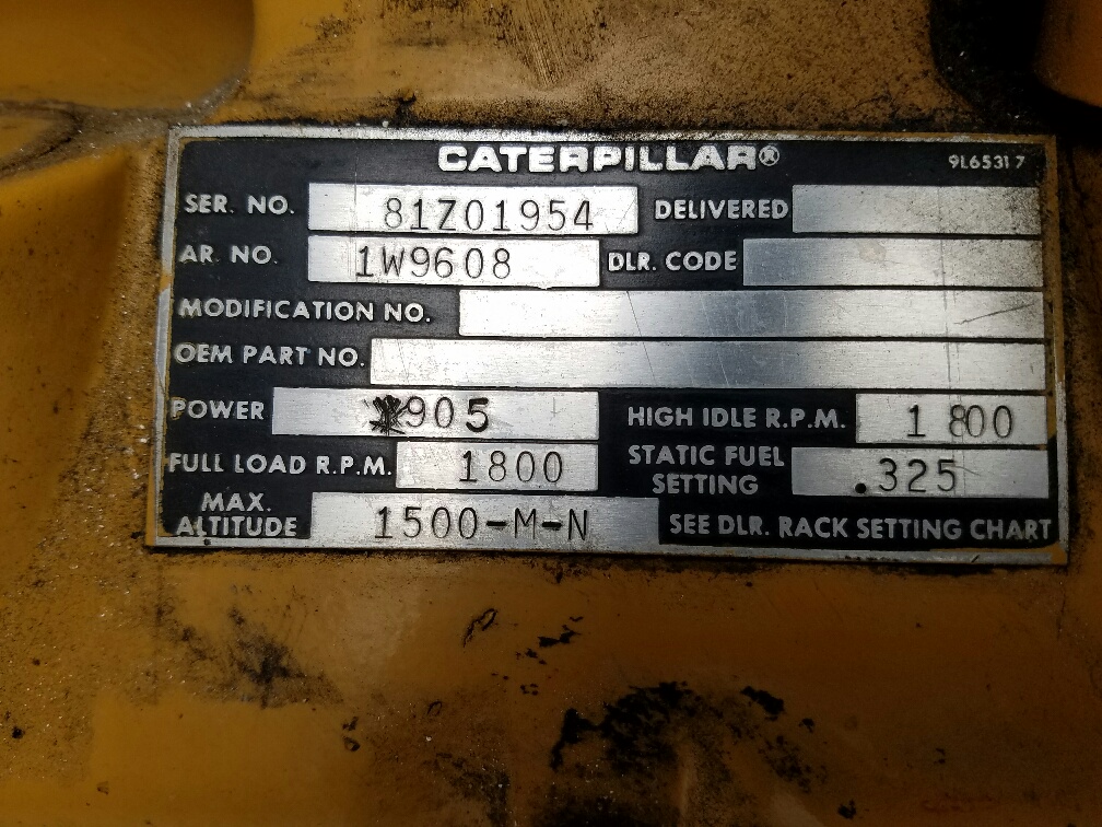 Low Hour Caterpillar 3412 DITA 620KW  Generator Set Item-15174 3