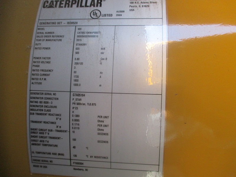 New Caterpillar C15 500KW  Generator Set Item-15261 4