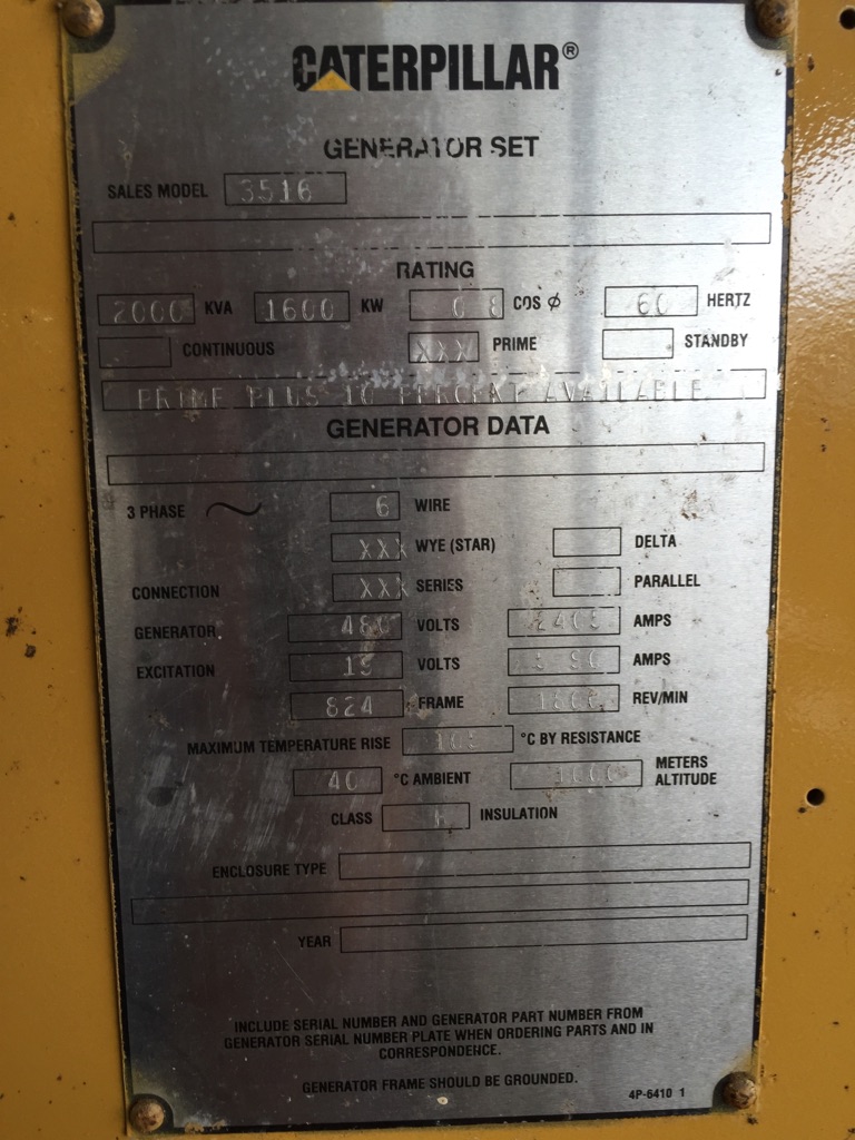 Good Used Caterpillar 1600KW  Generator End Item-15276 3