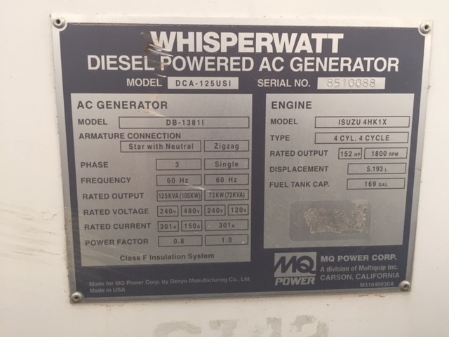Good Used Isuzu 4HK1X 100KW  Generator Set Item-16084 13