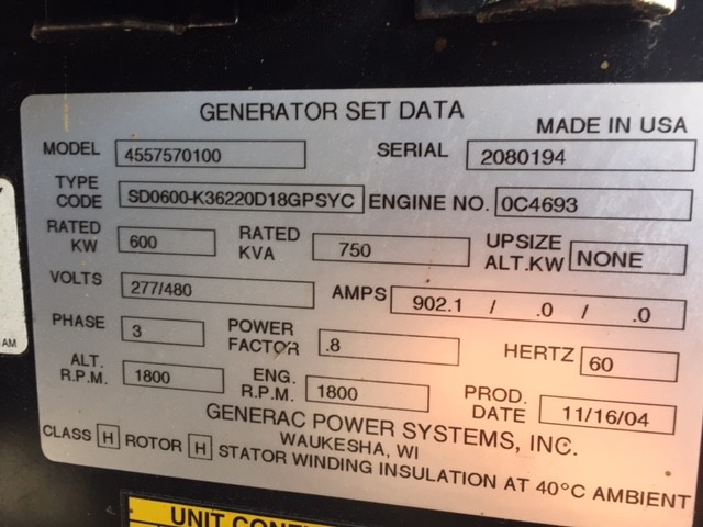 Low Hour Daewoo P222LE 600KW  Generator Set Item-16141 13
