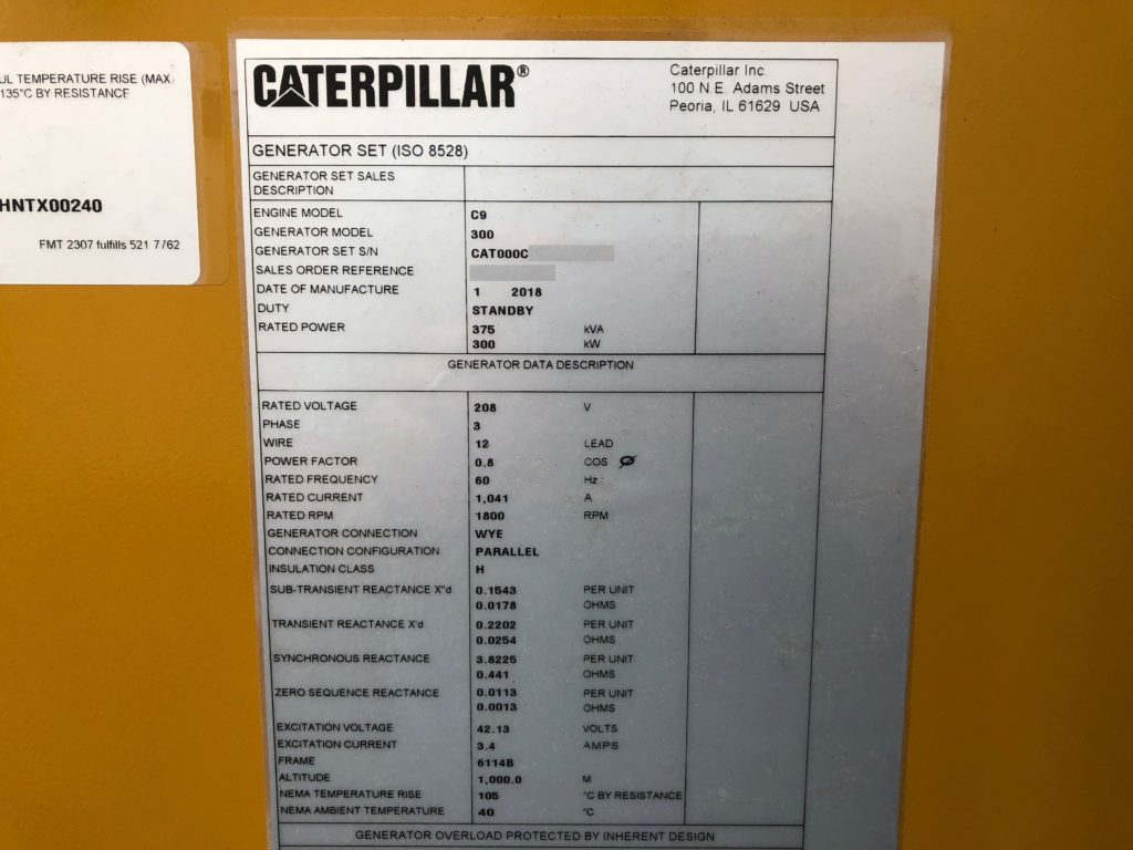 New Caterpillar C9 300KW  Generator Set Item-16212 12