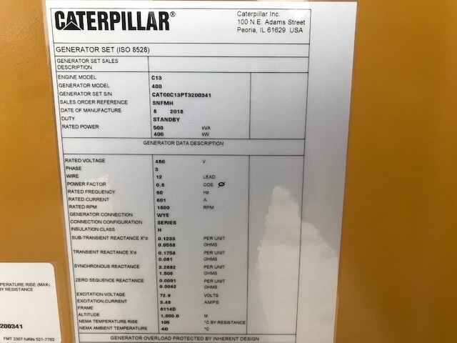 New Caterpillar C13 400KW  Generator Set Item-16213 8