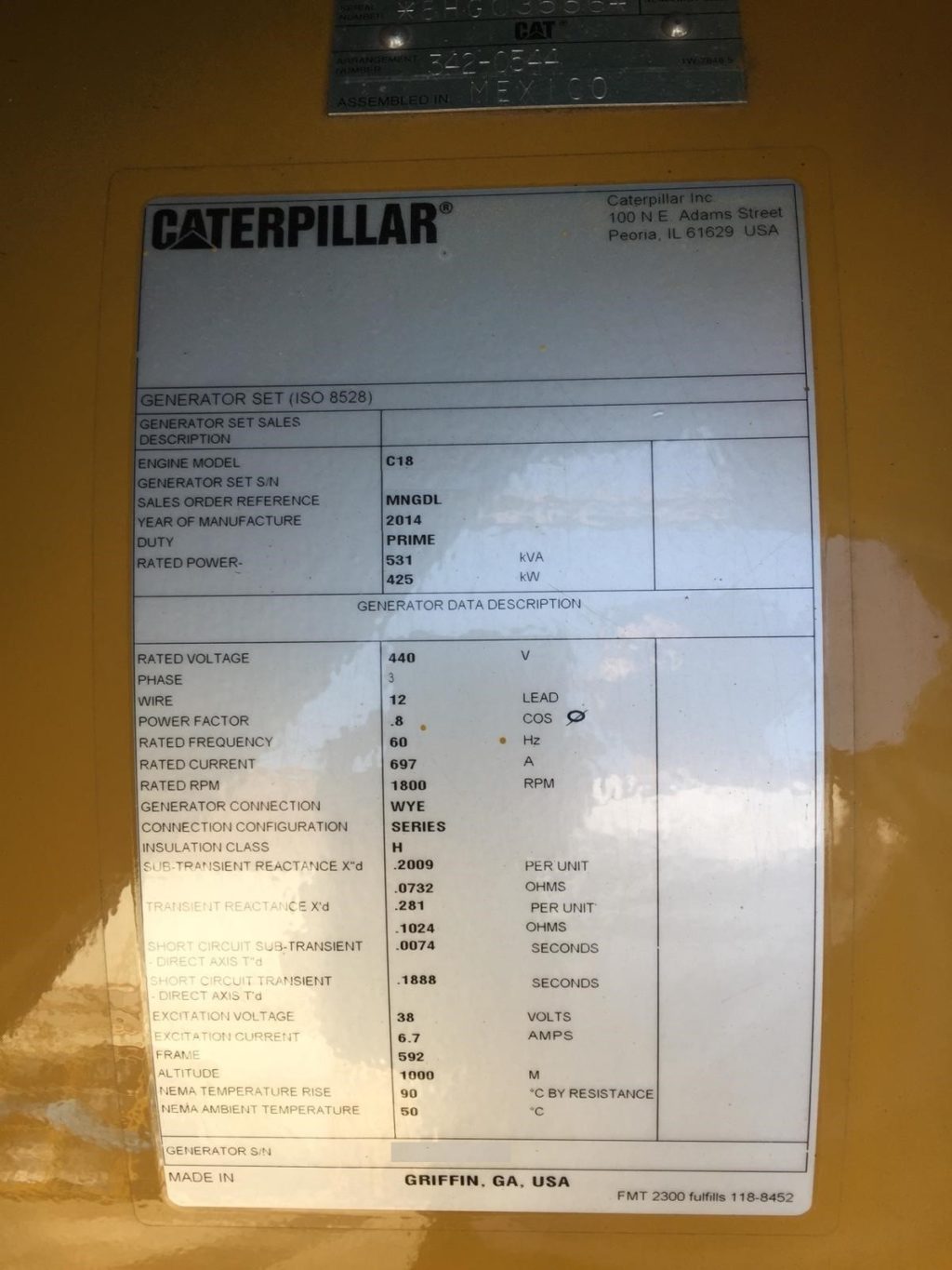 New Surplus Caterpillar C18 425KW  Generator Set Item-16300 8