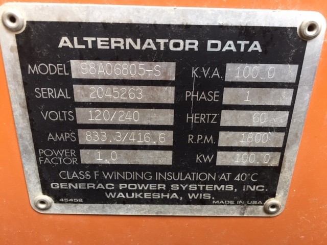 Good Used Generac G18 100KW  Generator Set Item-16241 13