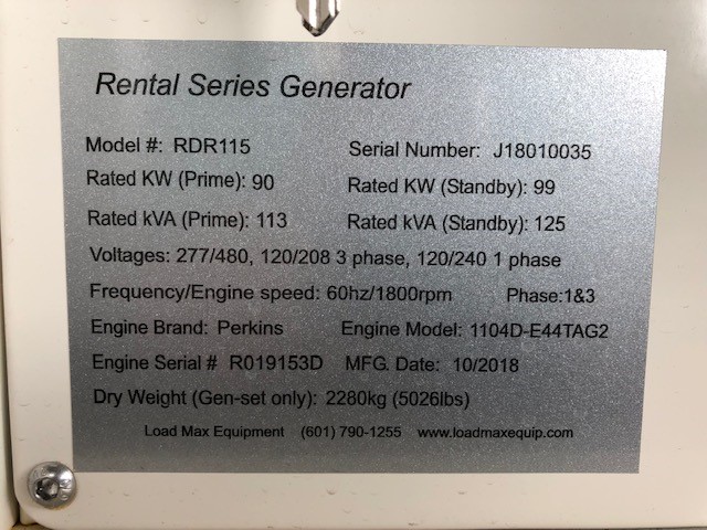 New Perkins 1104D-E44TAG2 99KW  Generator Set Item-16395 17