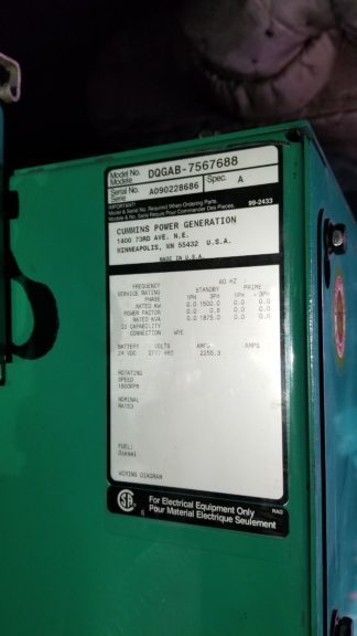 Low Hour Cummins QSK50-G4 1500KW  Generator Set Item-16453 4