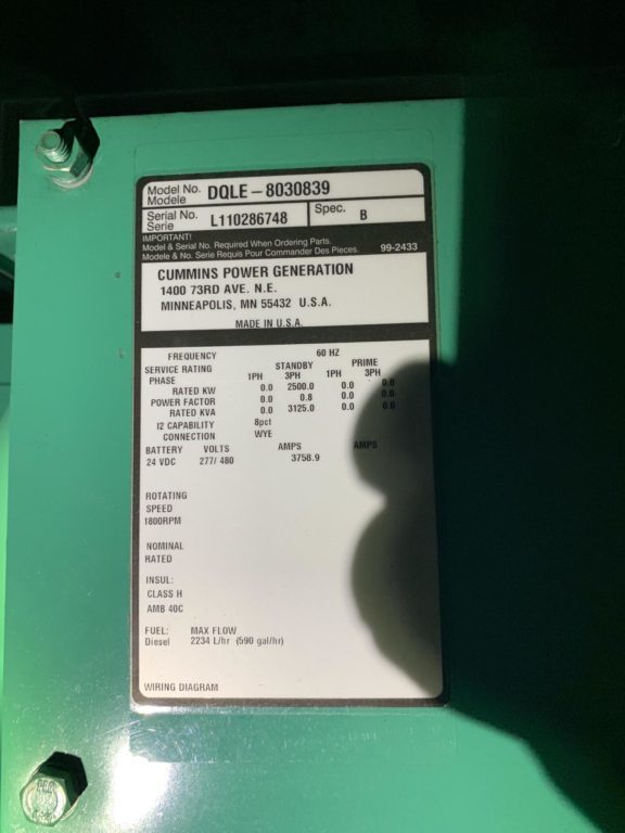Low Hour Cummins QSK78-G10 2500KW  Generator Set Item-16454 6