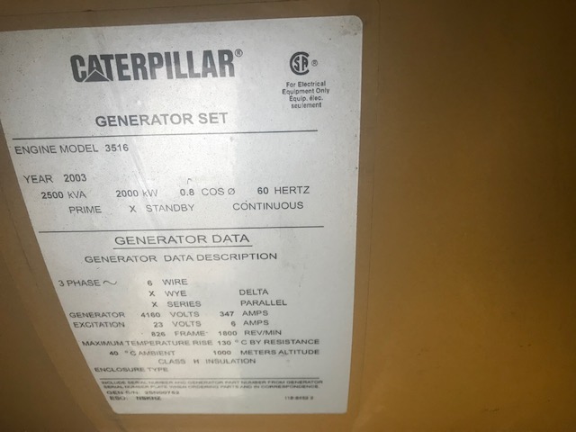Low Hour Caterpillar 3516B 2000KW  Generator Set Item-16449 11