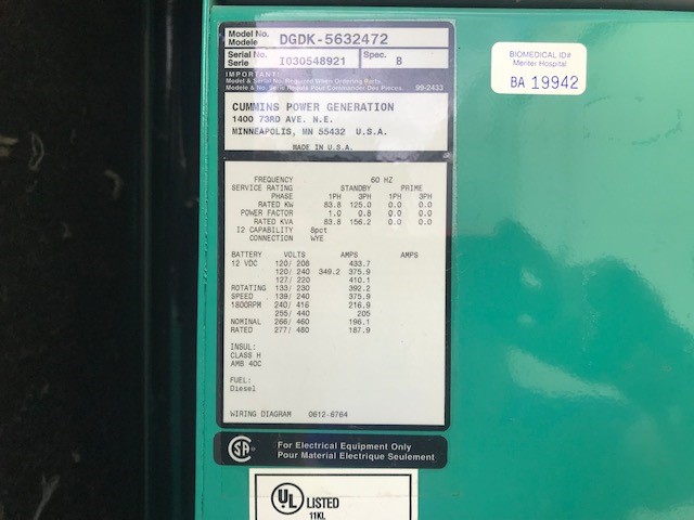 Low Hour Cummins 6BTA5.9-G3 125KW  Generator Set Item-16538 7