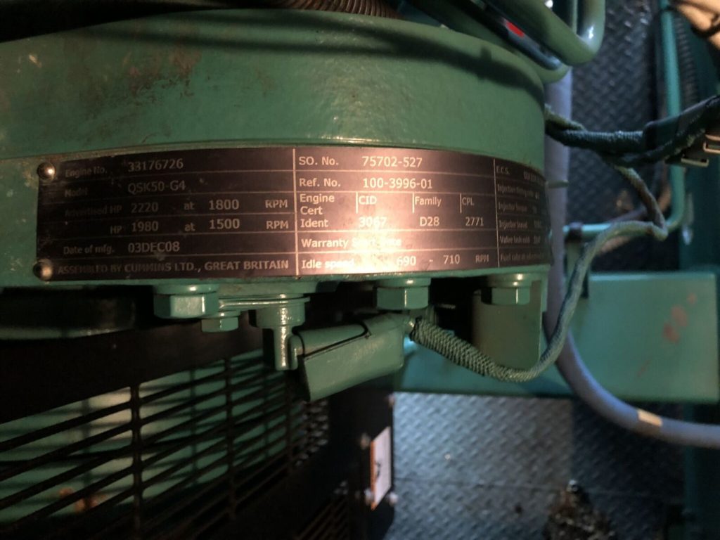 Low Hour Cummins QSK50-G4 1500KW  Generator Set Item-16452 8
