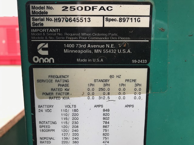 Good Used Cummins LTA-10G1 250KW  Generator Set Item-16569 8