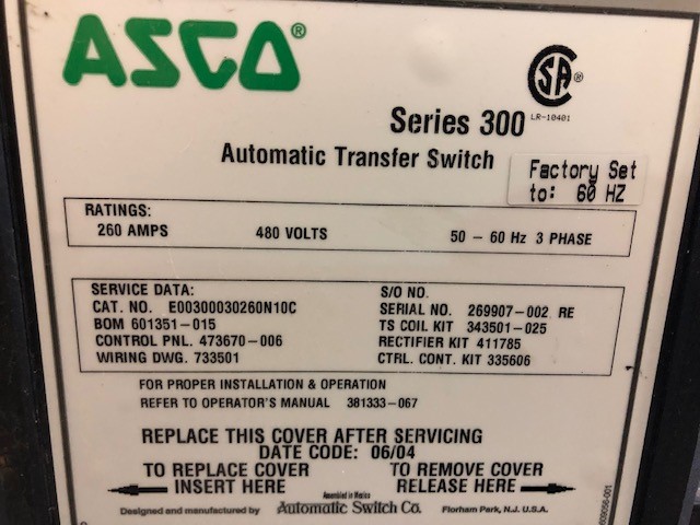 Good Used ASCO Series 300 260 Amp  Transfer Switch Item-16592 7